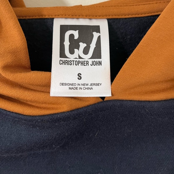 Christopher John Rogers Blue Brown Cropped Patchwork Pullover Hoodie Size Small - Picture 9 of 10